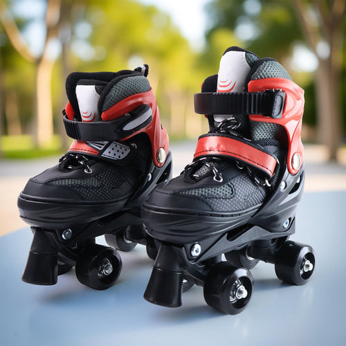 Adjustable quad roller skates with PU wheels and safety buckle for kids