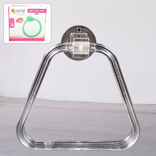 Clear ABS square towel ring holder from BathNova, ready for wall mounting.