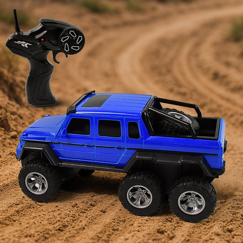 Blue 6-wheel drive remote control off-road car for kids with rugged design