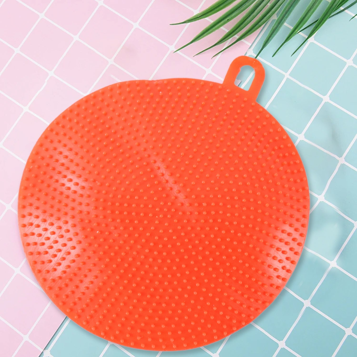 Red Silicone Dish Scrubber Sponge Mildew Free, Non Stick, Heat Resistant