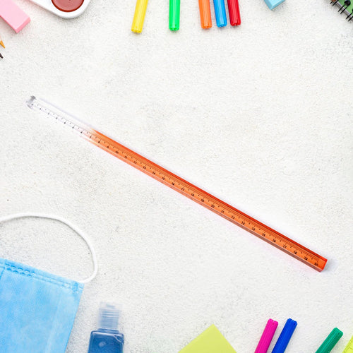 Colourful acrylic ruler with clear measurement markings