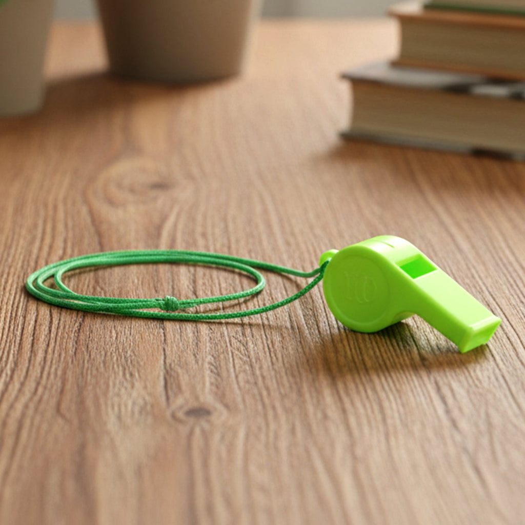 plastic safety whistle with lanyard cord