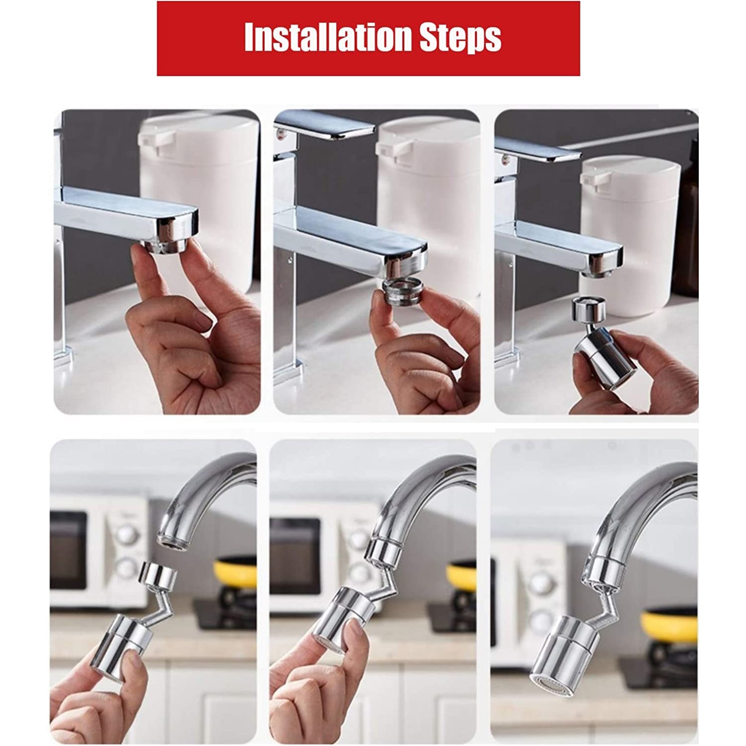 Ergonomic design of the universal tap attachment faucet sprayer.