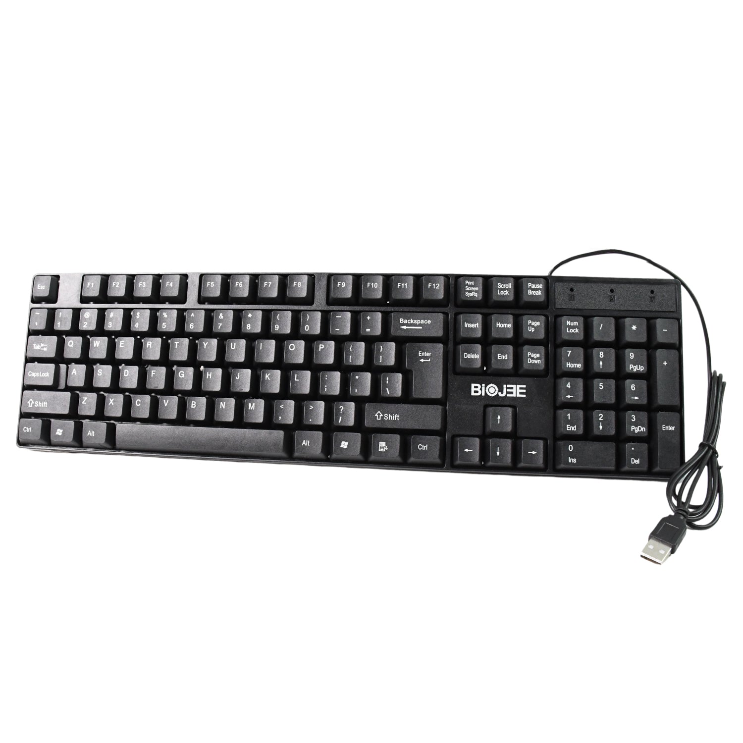 Person typing comfortably on the Wired USB Keyboard at a home office desk setup.