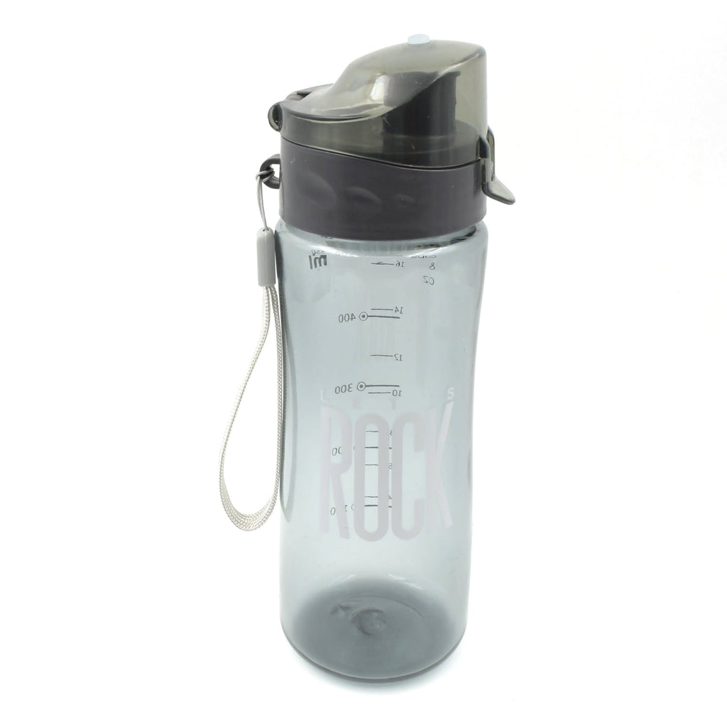 Plastic water bottle with carry case, ready for gym or workout sessions.