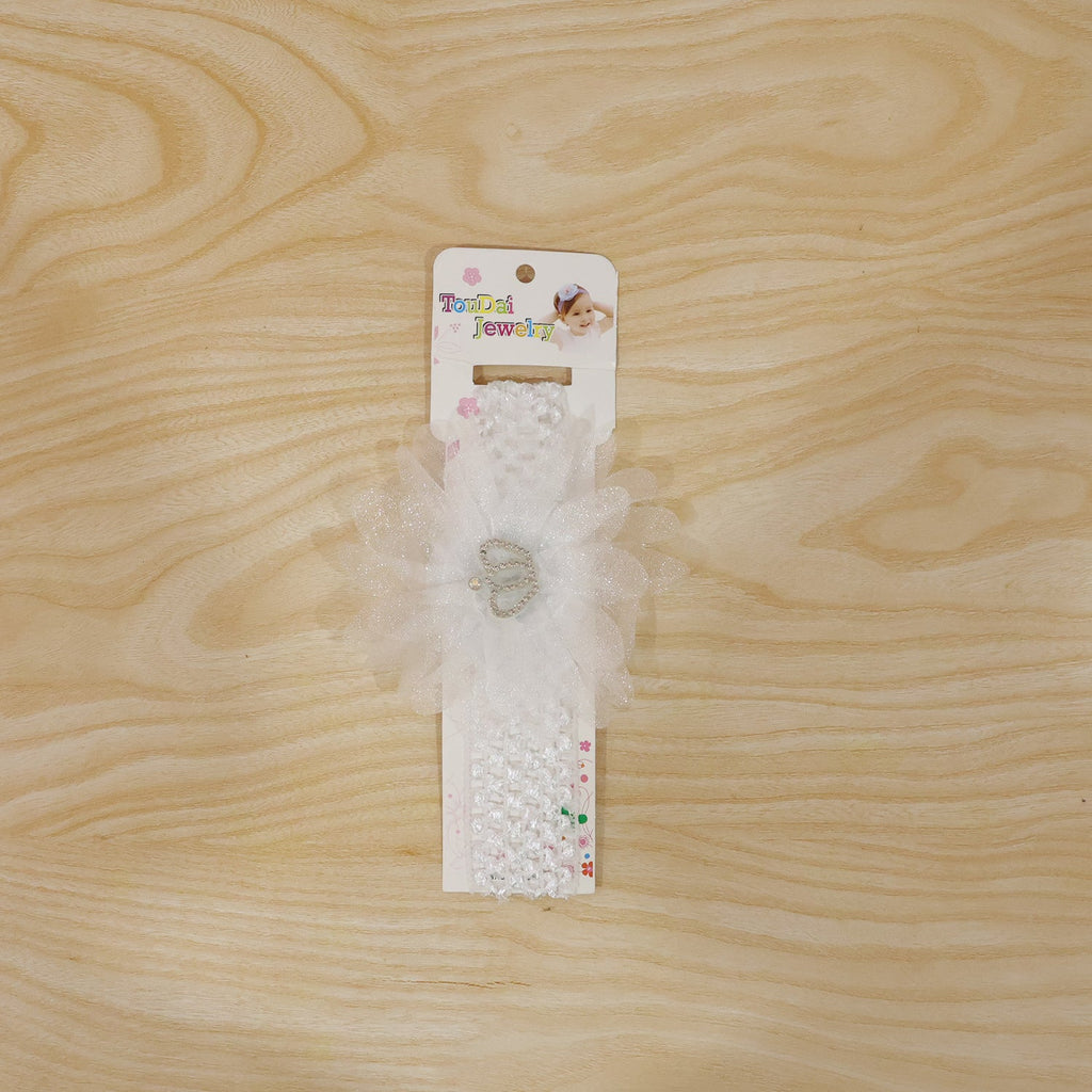 Soft Elastic Baby Hair Headband with Crown Flower Design (1 Pc)
