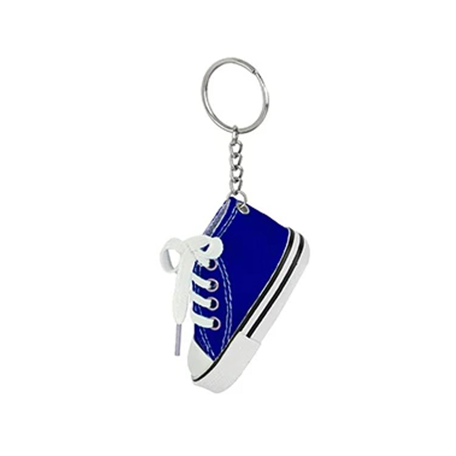 Stylish blue slip-on sneaker keychain, perfect for bags.
