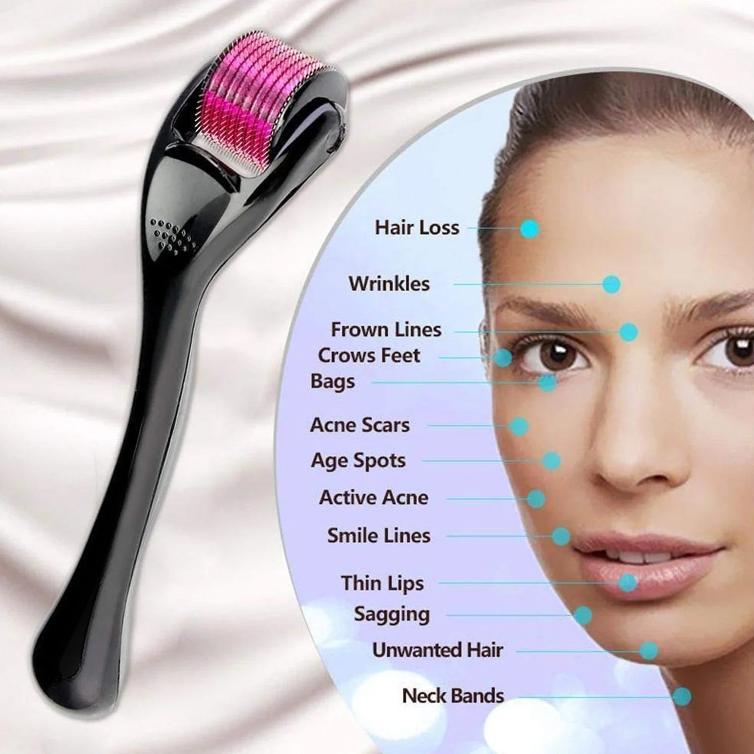 Derma Roller Anti Ageing Facial Scrubs & Polishes Scar Removal Hair Regrowth (2 MM)
