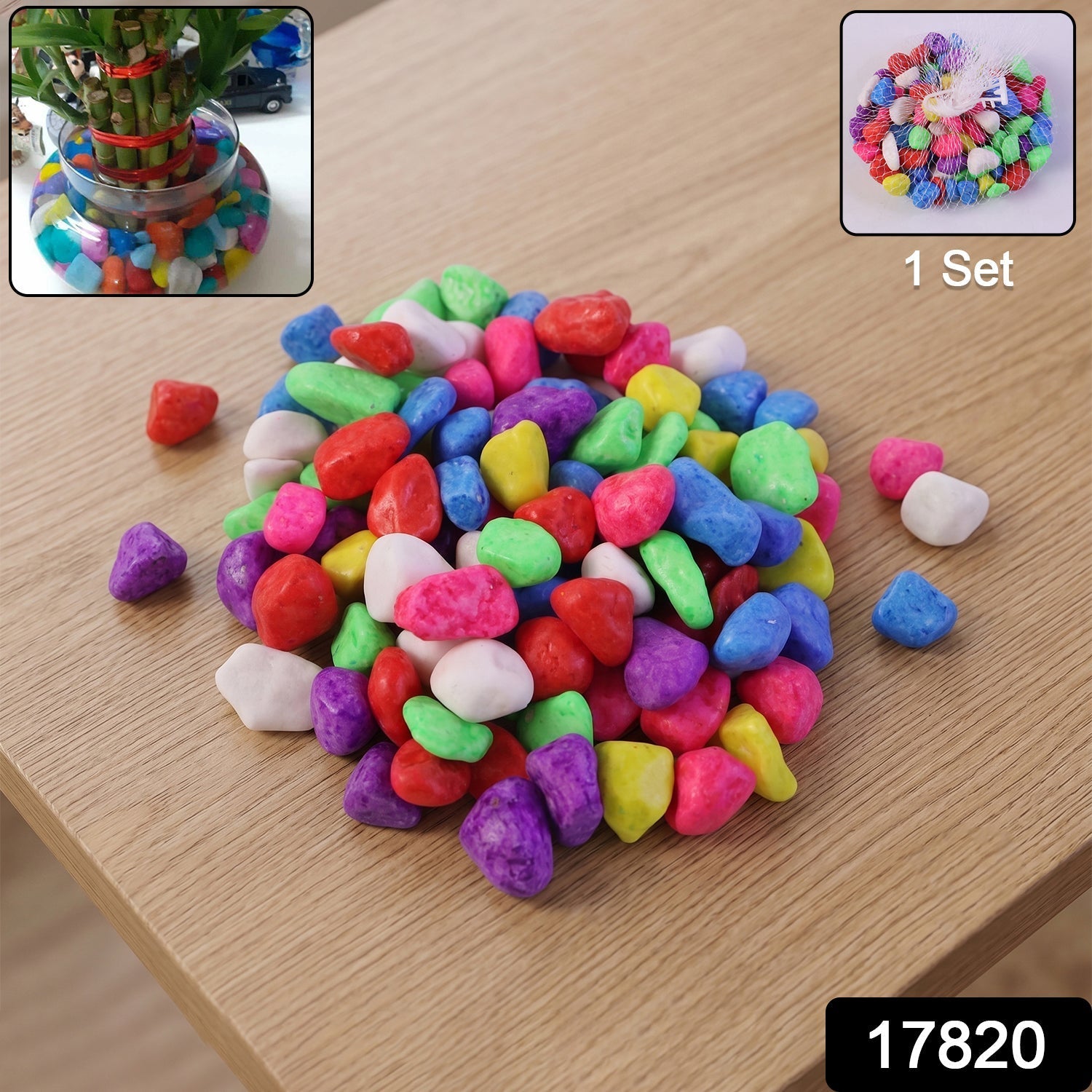 Bright colourful decorative pebbles pack for indoor and outdoor use