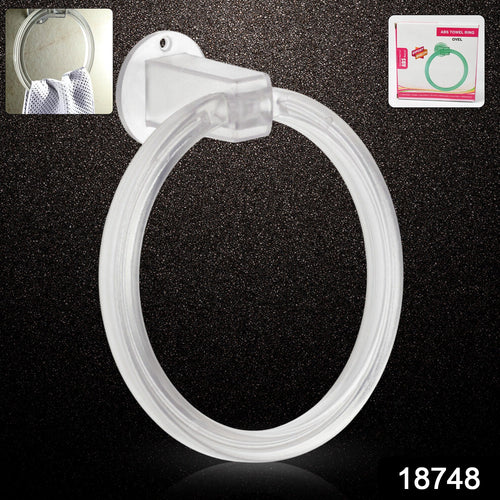 Close-up view of the unbreakable ABS towel ring, highlighting its smooth, clear plastic finish.
