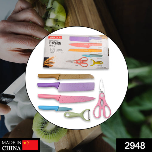 Close-up of sharp chef and bread knives from 6Pc Kitchen Knife Set