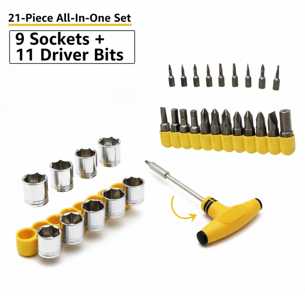 21 pcs T shape screwdriver set Batch Head Ratchet Pawl Socket Spanner hand tools