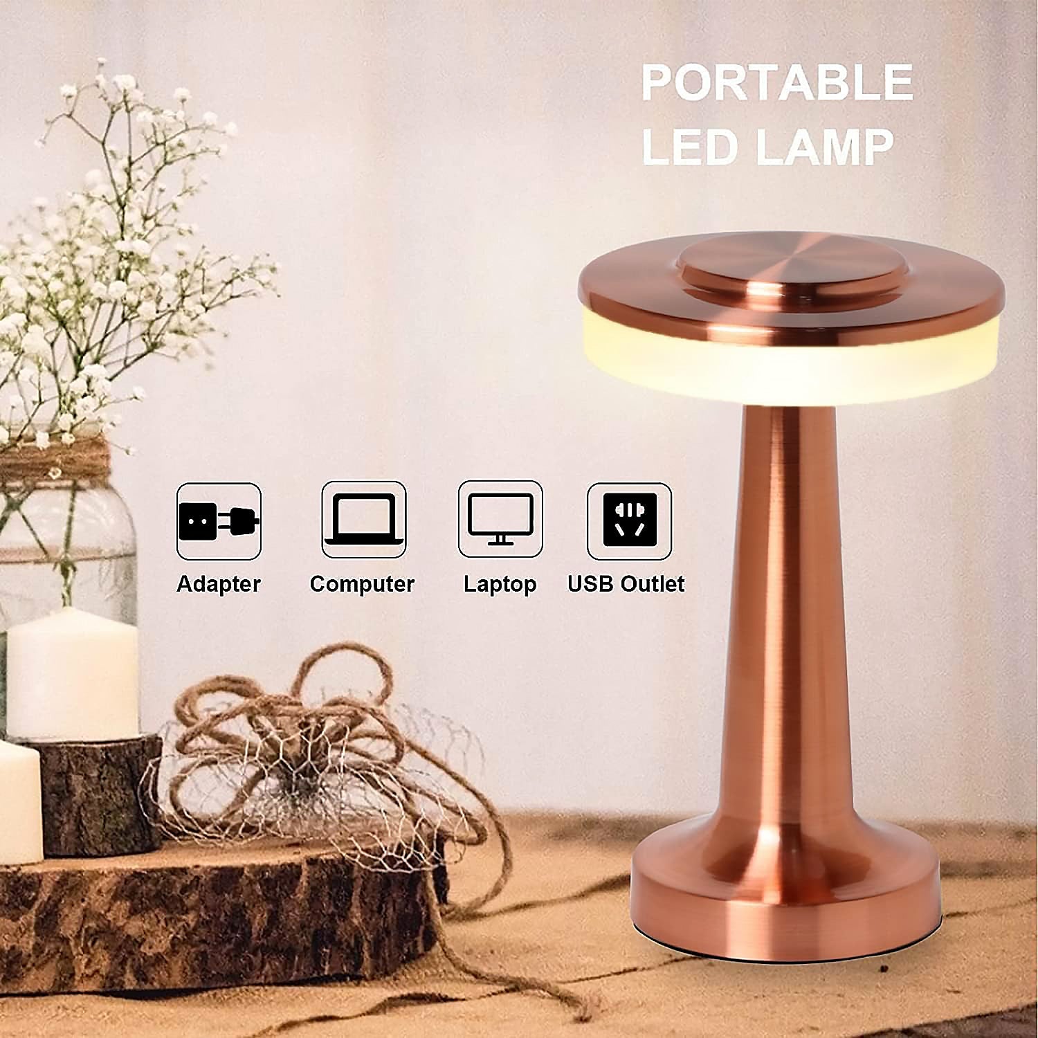 Sleek LED desk lamp providing ambient lighting in a contemporary bedroom.