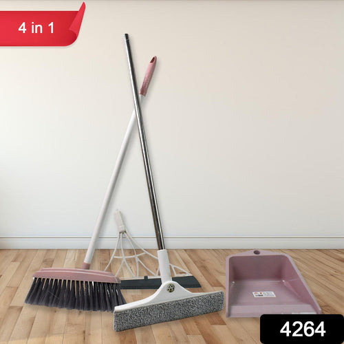 Plastic kitchen wiper from the cleaning tool set, effectively cleaning a kitchen counter
