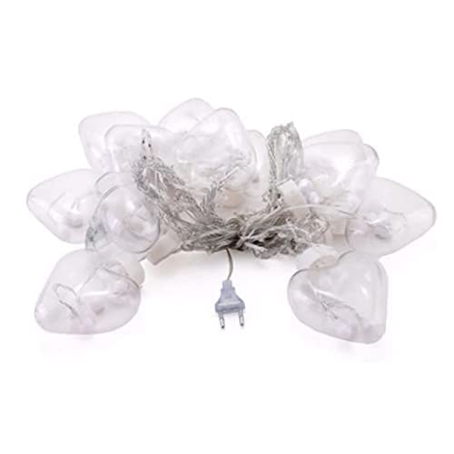 Full view of 12 wish heart ball LED string lights, 8 feet
