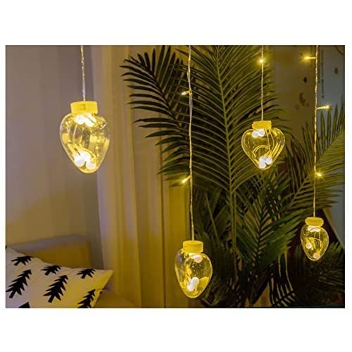 Heart ball string lights with packaging box, warm white glow