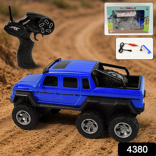 Rock crawler 6-wheel drive remote control truck in blue for off-road play