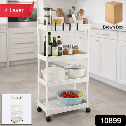 Multipurpose kitchen storage organizer trolley with smooth wheels