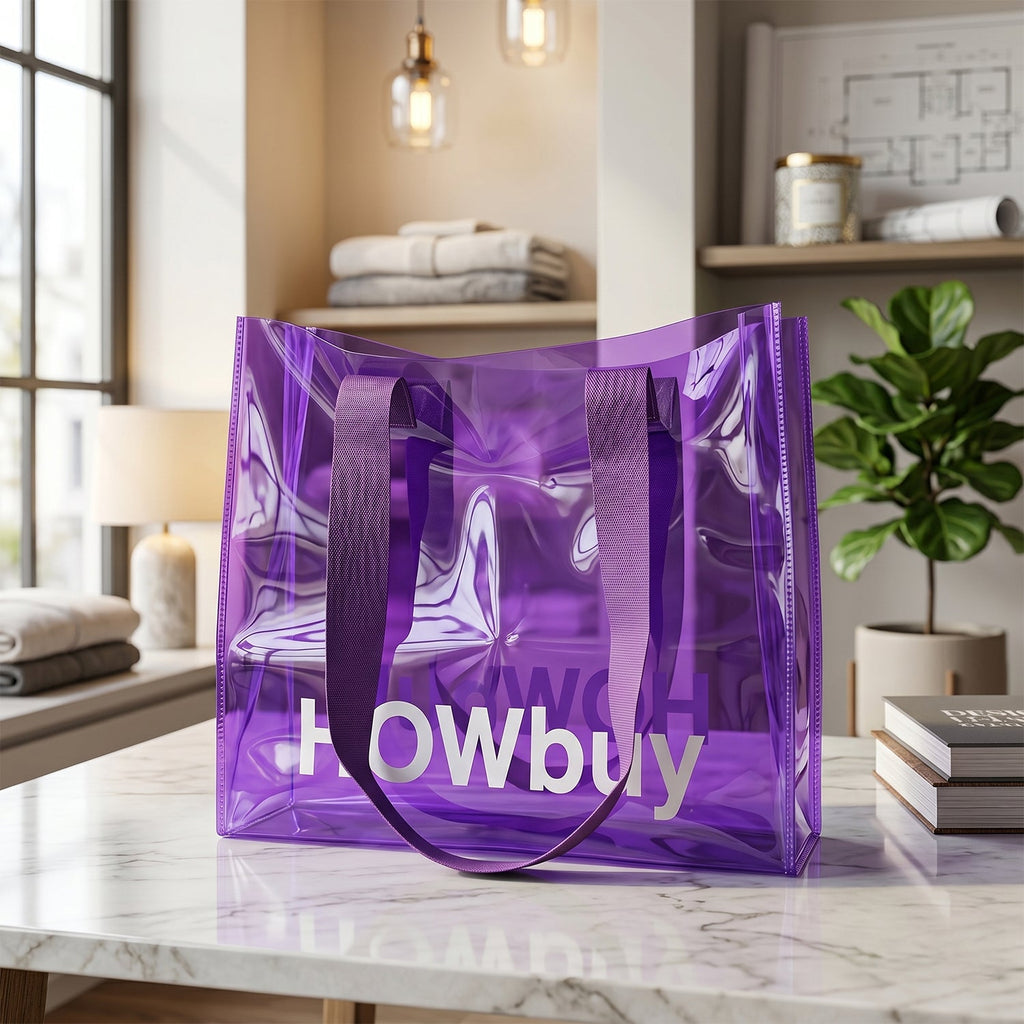 Stylish Transparent Carry Bag with Handle Strap (30x27 Cm)