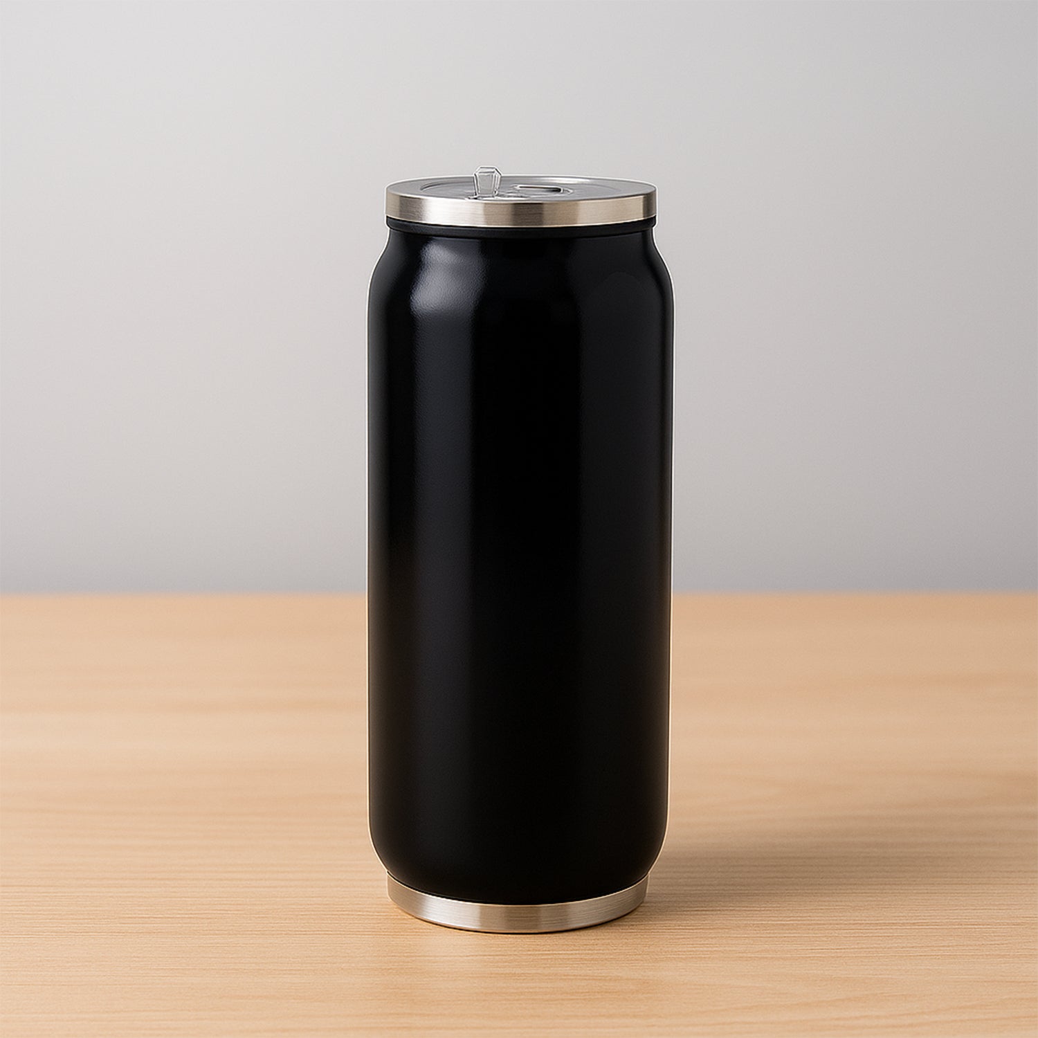 Stainless Steel Can-Shaped Vacuum Flask Built-In Straw 500ml Approx, Tumbler (1 Pc)