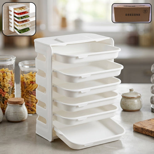 6-layer wall mounted plastic food storage rack organizing kitchen supplies