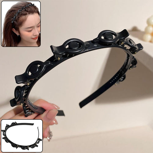 Adjustable clip-on hair styling headband with mini claw clips