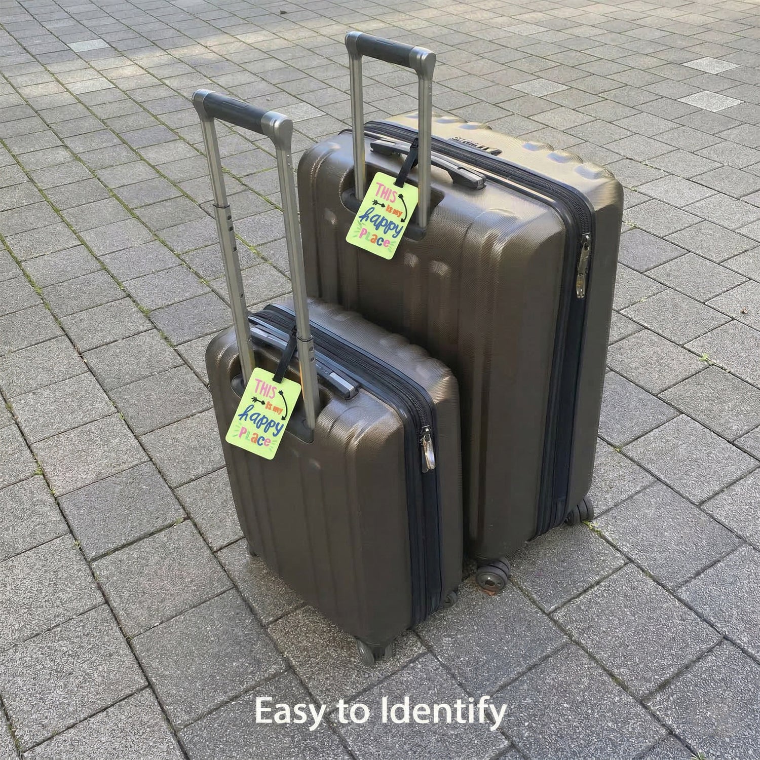 Suitcase identification luggage tag with secure strap