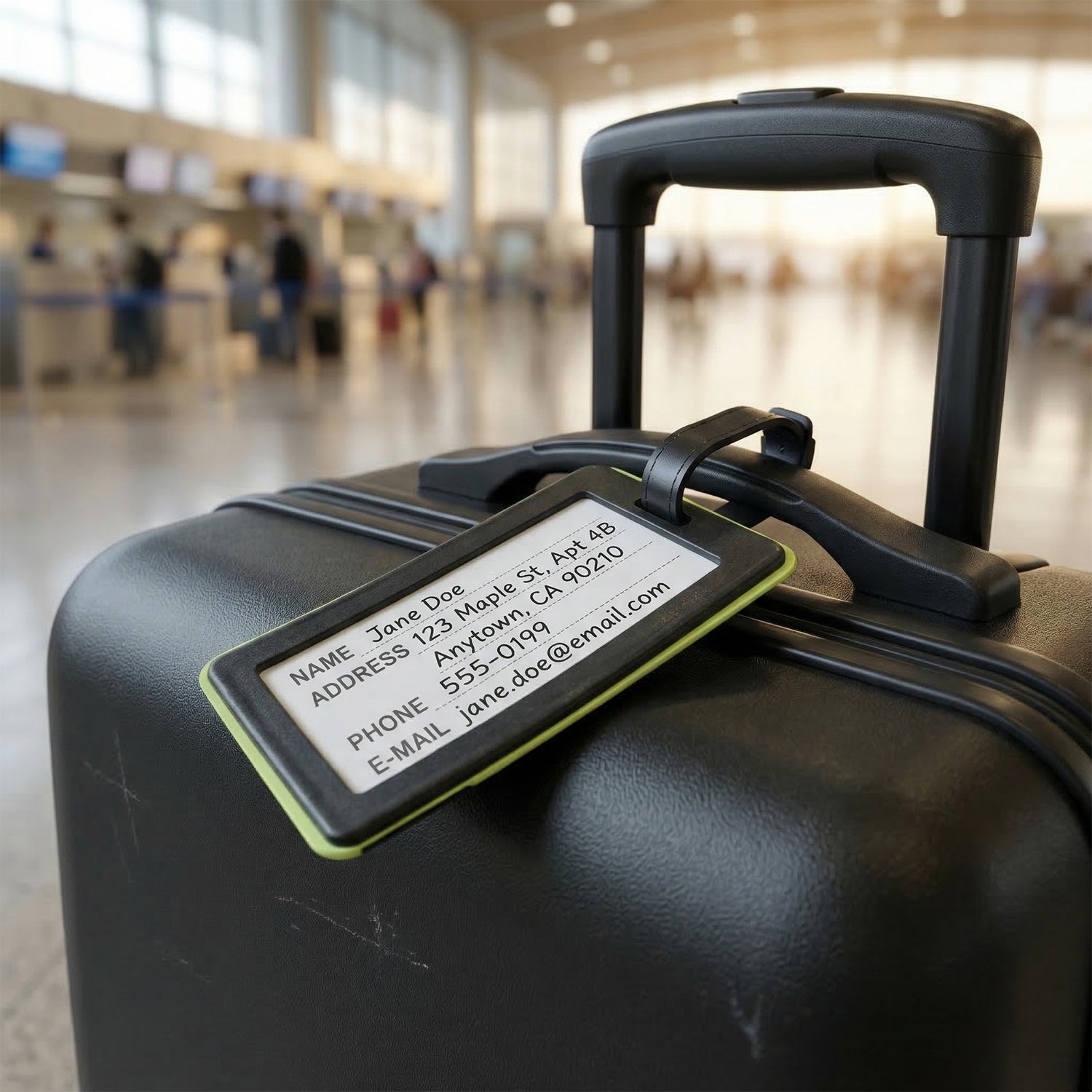 Travel suitcase name tag with vibrant print