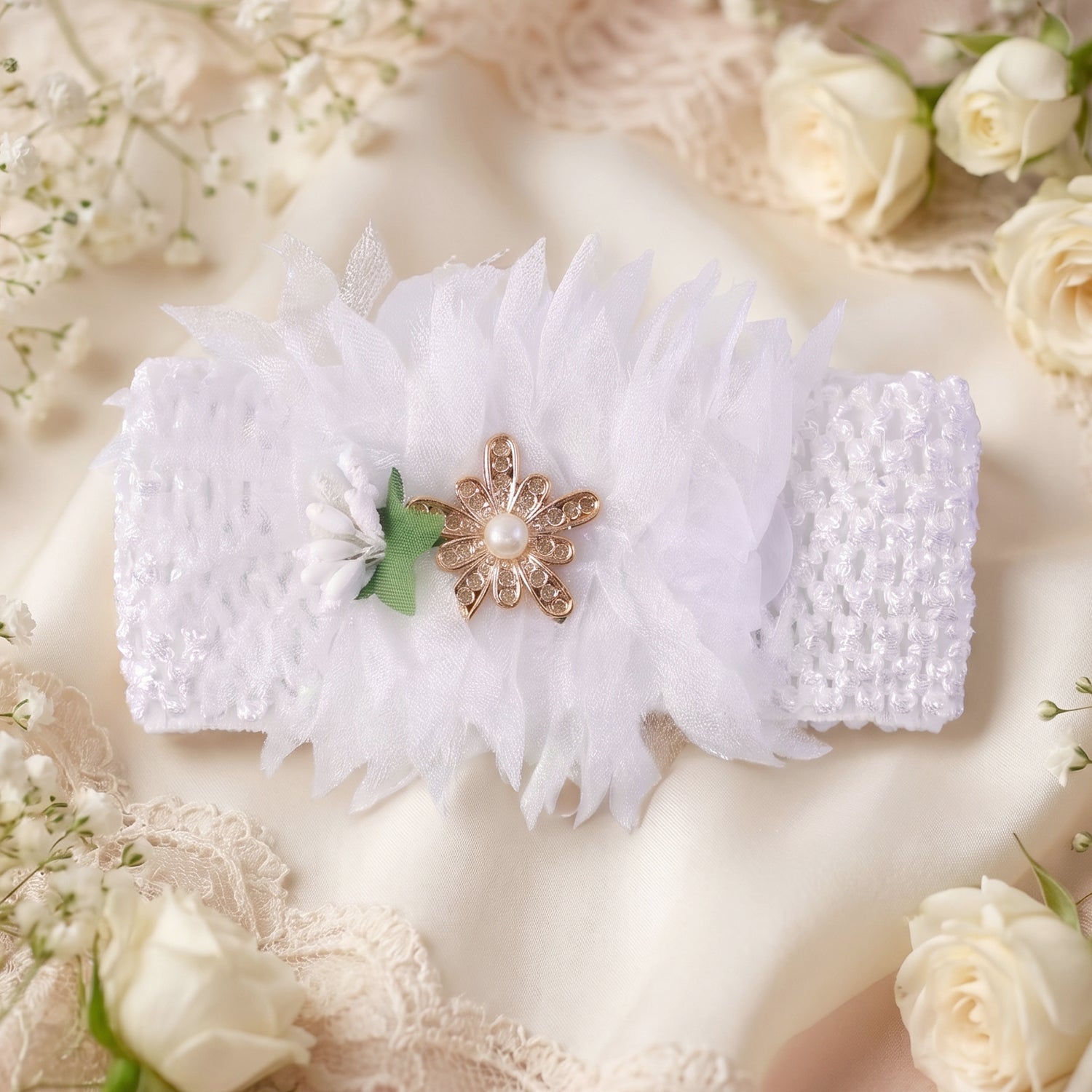 Cute Soft Elastic Floral Baby Headband Stylish Stretchable Hair Band (1 Pc)