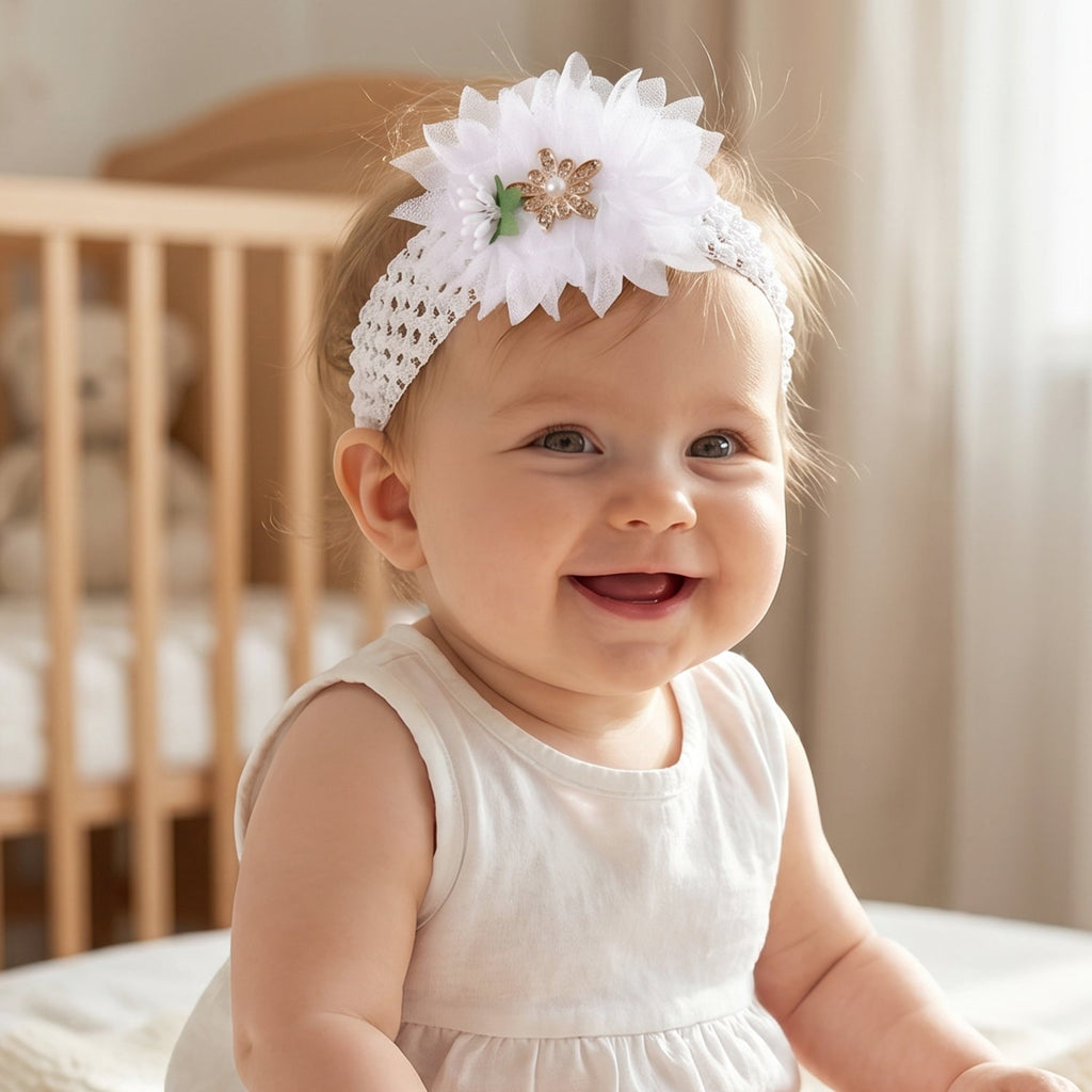 Cute Soft Elastic Floral Baby Headband Stylish Stretchable Hair Band (1 Pc)