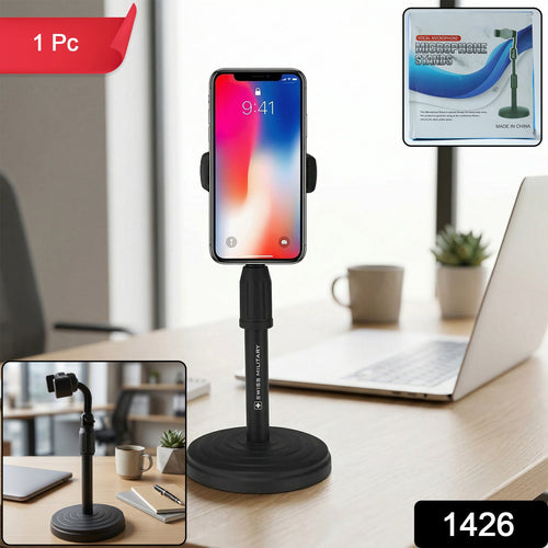 Side view of adjustable phone holder stand for smartphones