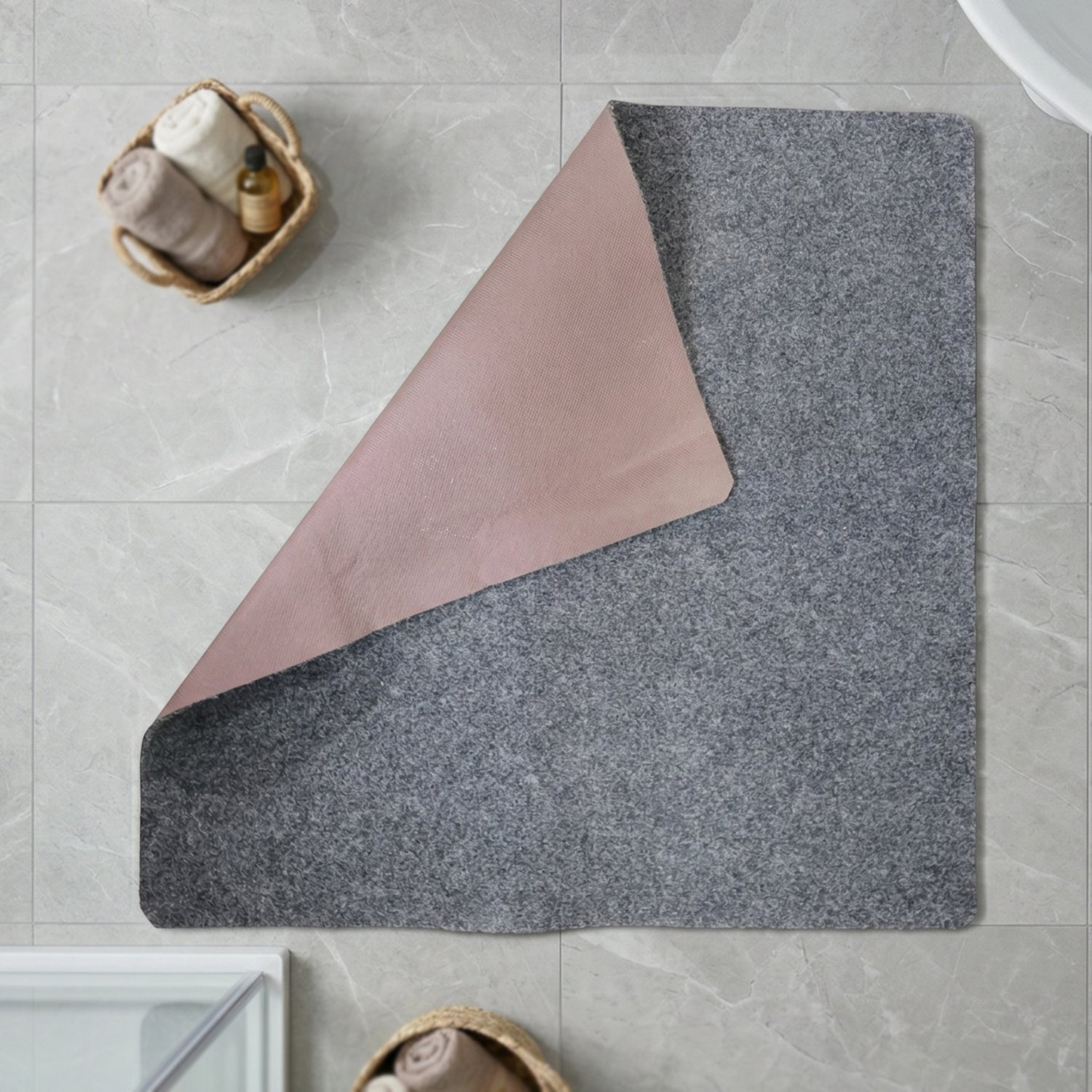 Ultra Soft Anti Slip Bathroom Floor Mat (1 Pc, 100x99 Cm)