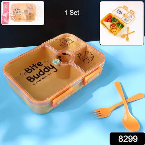 Bento-style 4-compartment leak-resistant lunch box for fresh meals