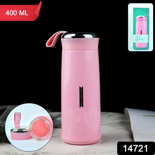 Leakproof 400ml pink water bottle ideal for gym and travel