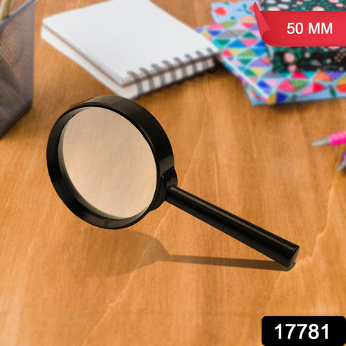 Clear vision provided by the 50mm magnifying glass on printed text.