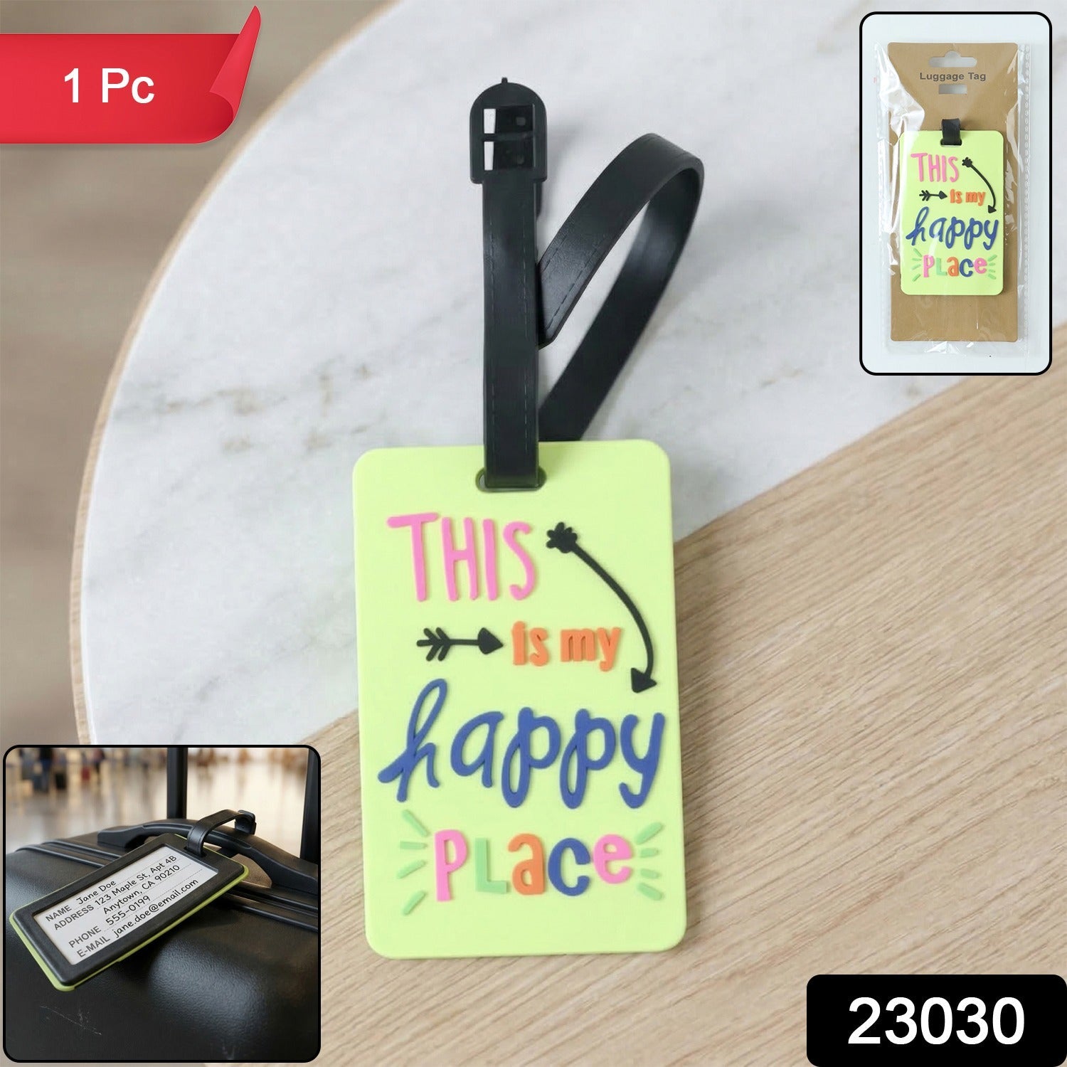 Bright travel bag tag for suitcase ID and easy recognition