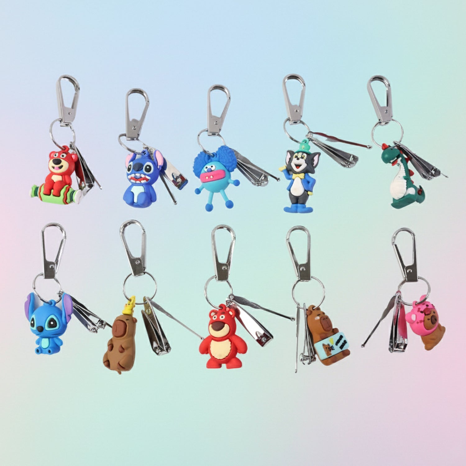 Mix Design Cartoon Nail Cutter Keychain with Mini Nail Clipper (1 Pc)
