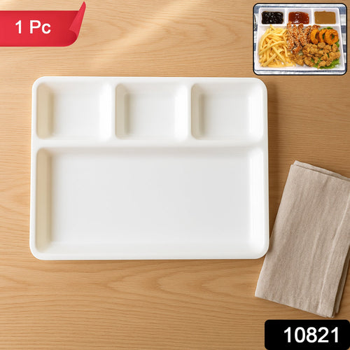 Top-down view of the 4-compartment serving tray showing separate sections.