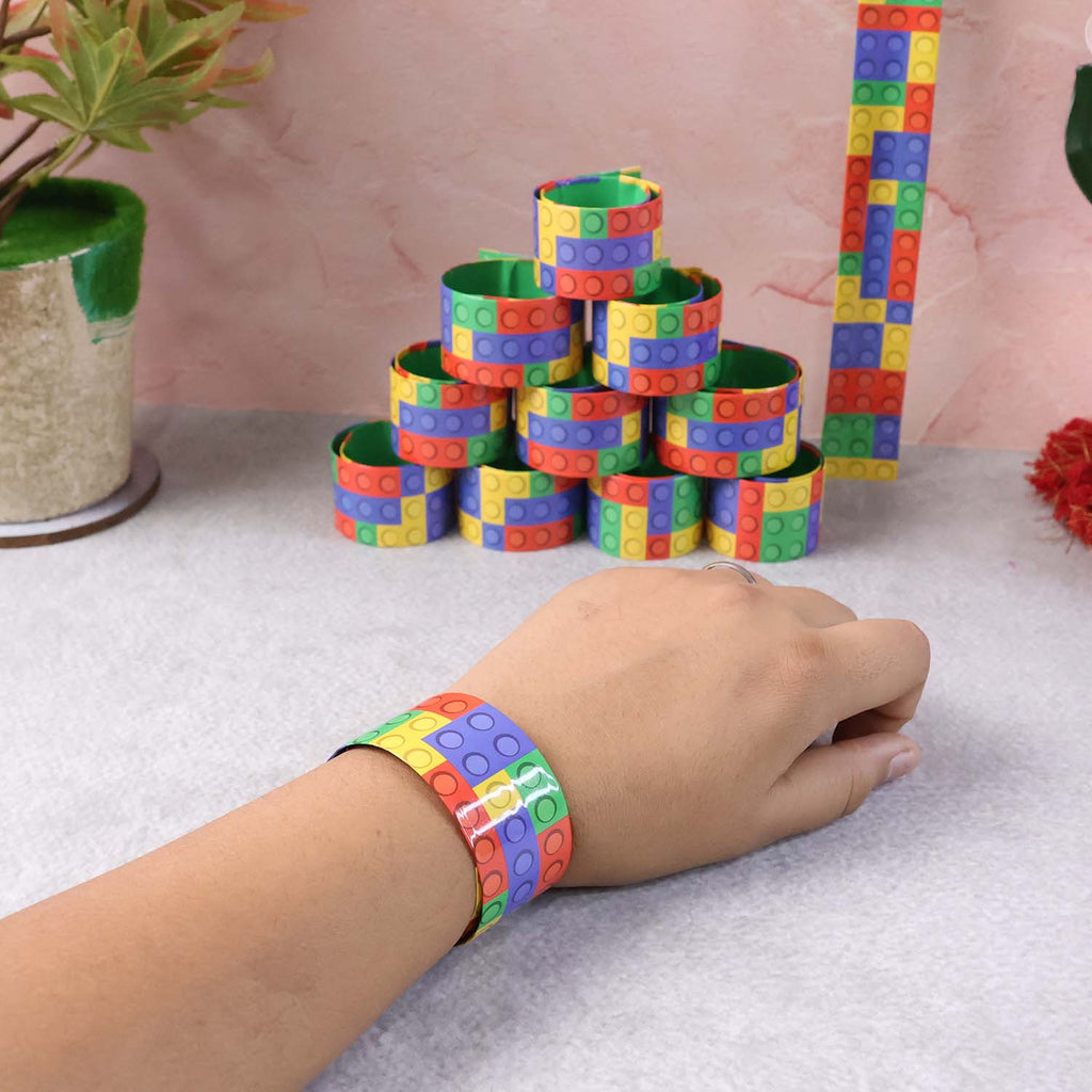 Colorful Snap Slap Bracelet Toy (12 Pc Set )