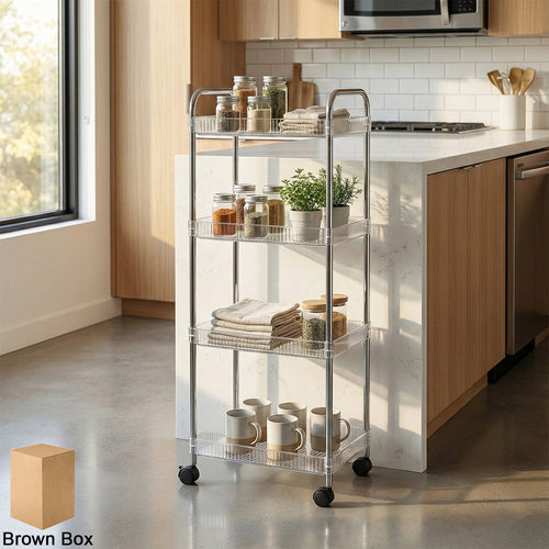 4 layer storage trolley with wheels for kitchen and home organization